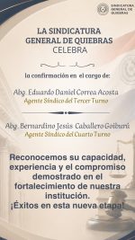 Confirmación de Cargos en la Sindicatura General de Quiebras